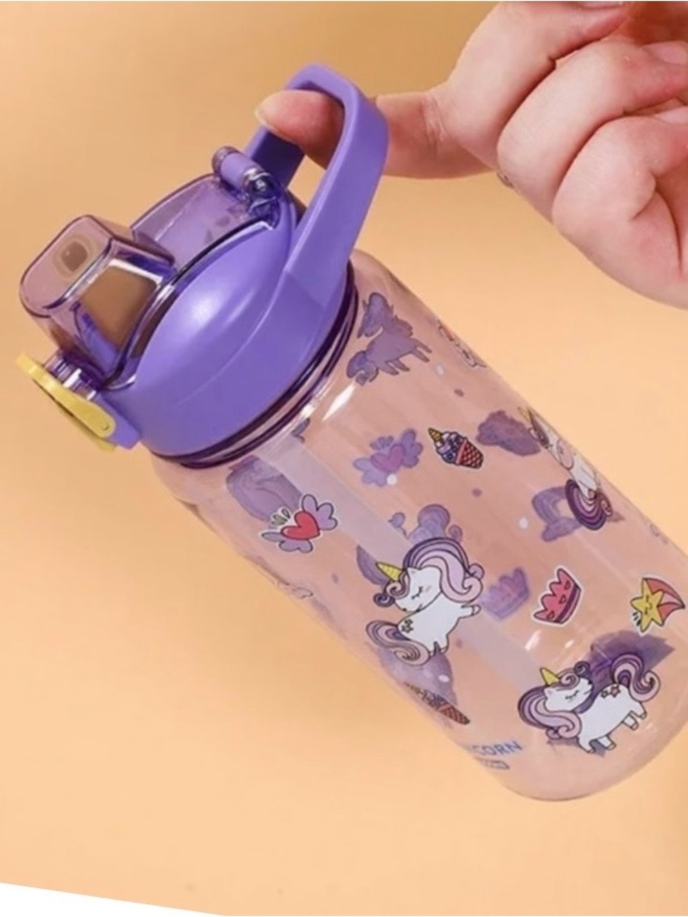 🆕-Kids Water Bottle with Silicone Straw and Spill-Proof Lid-Unicorns & Rainbows